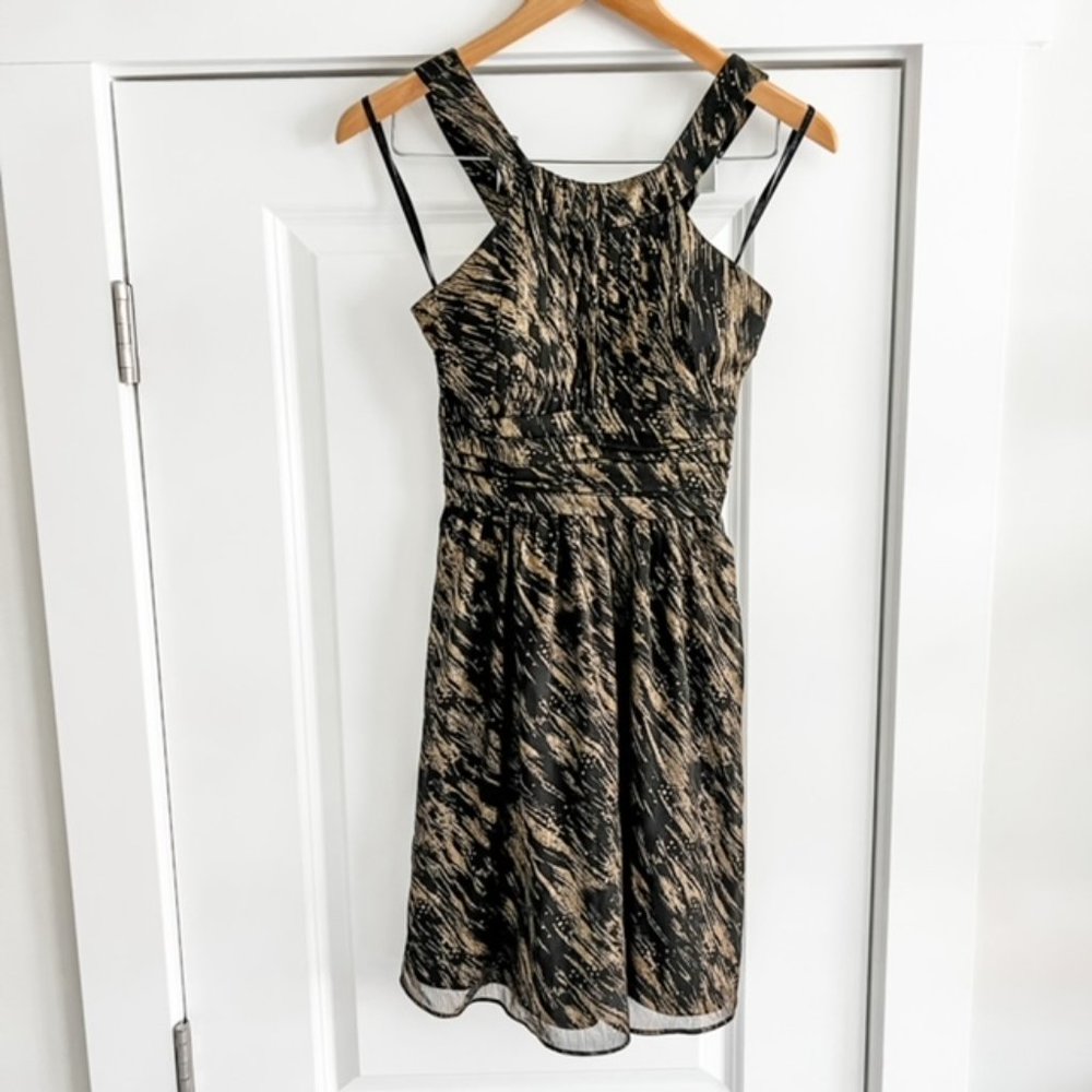 Black + Gold Metallic Cocktail Dress
